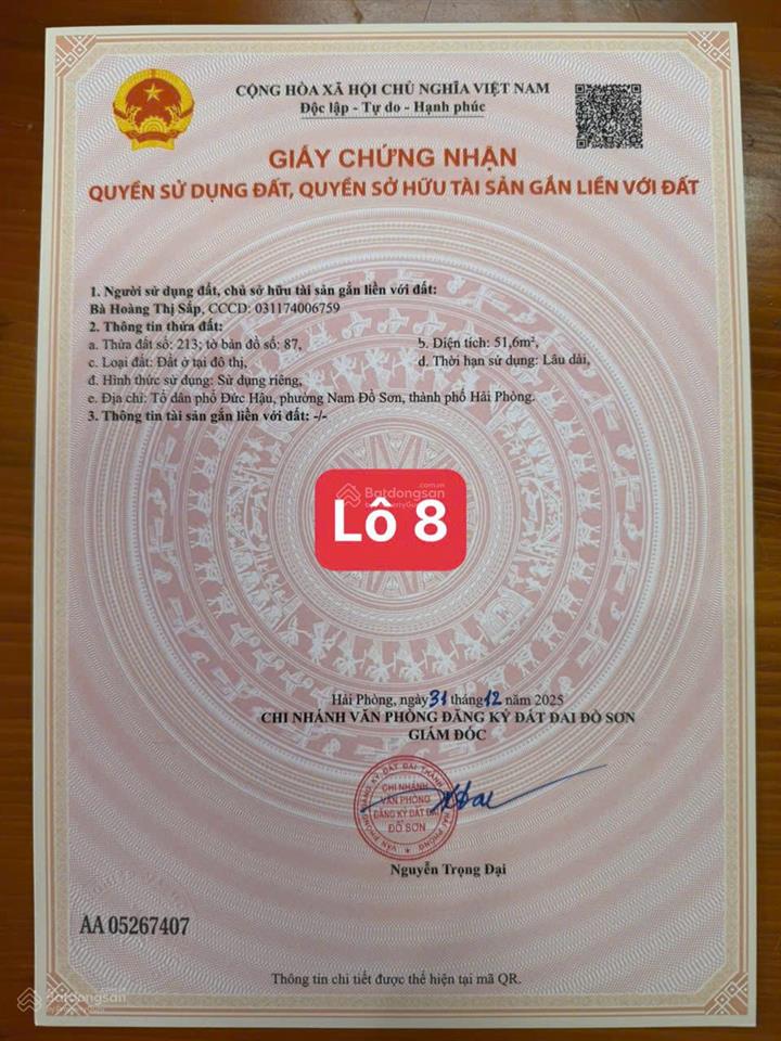 Bán đất phân lô siêu đẹp  đức hậu, nam đồ sơn, ô tô vào tận nơi chỉ hơn 1 tỷ