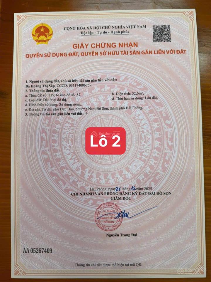 Bán đất phân lô siêu đẹp  đức hậu, nam đồ sơn, ô tô vào tận nơi chỉ hơn 1 tỷ