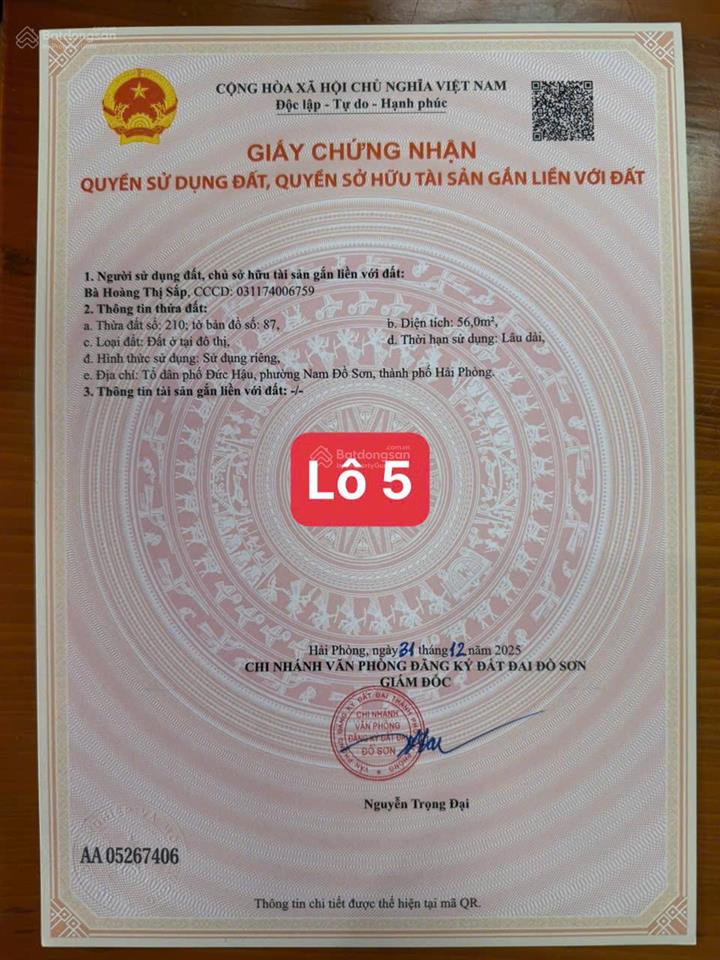 Bán đất phân lô siêu đẹp  đức hậu, nam đồ sơn, ô tô vào tận nơi chỉ hơn 1 tỷ