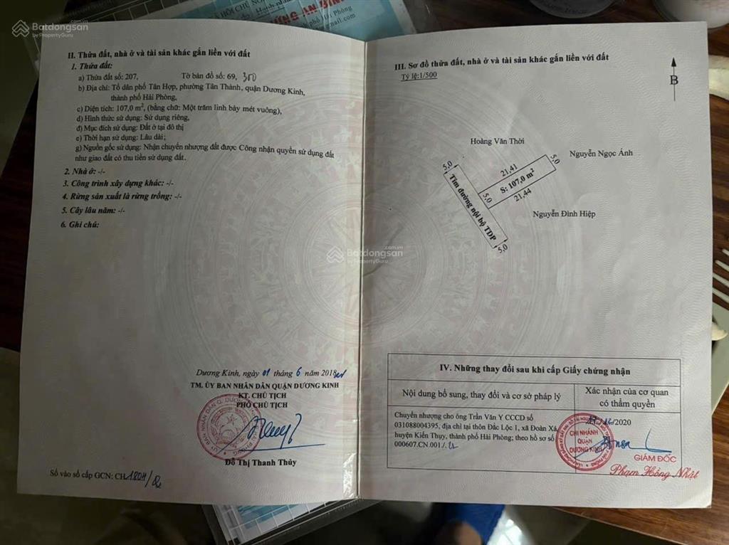 Bán nhà lô đất ngay đầu ngõ 81 tân thành  dương kinh