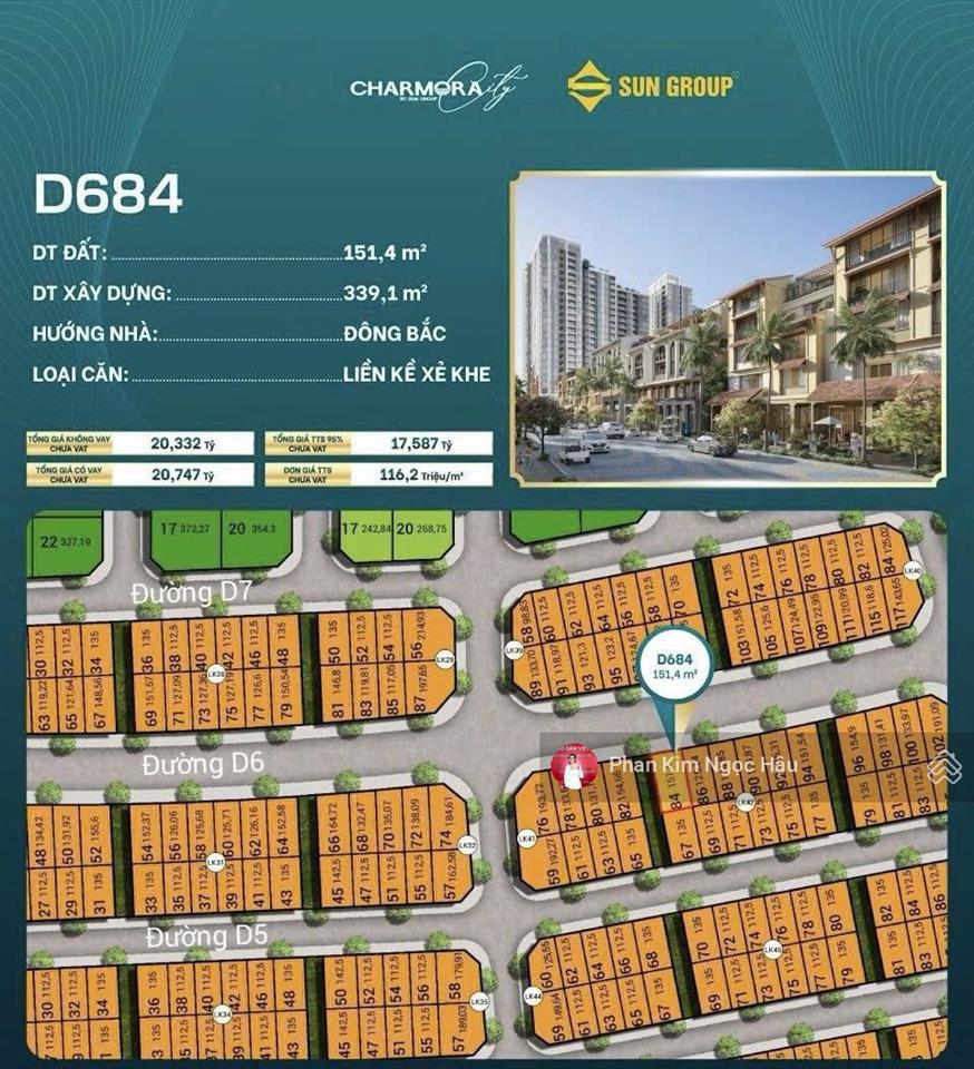 Căn liền kể xẻ khe mặt tiền 9mét trục đường d6 phù hợp kinh doanh, dự án charmora city nha trang