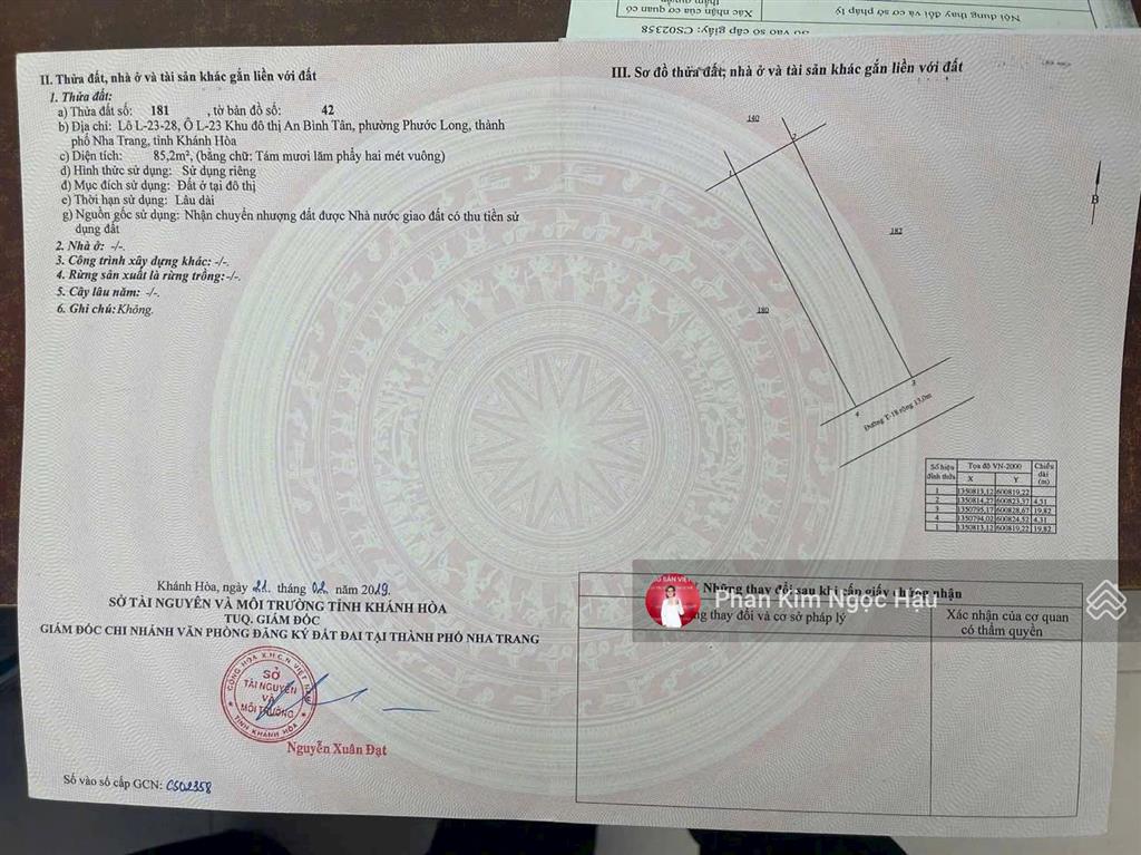 Bán lô đất nền an bình tân nha trang có sổ hồng công chứng ngay giá 6,4 tỷ