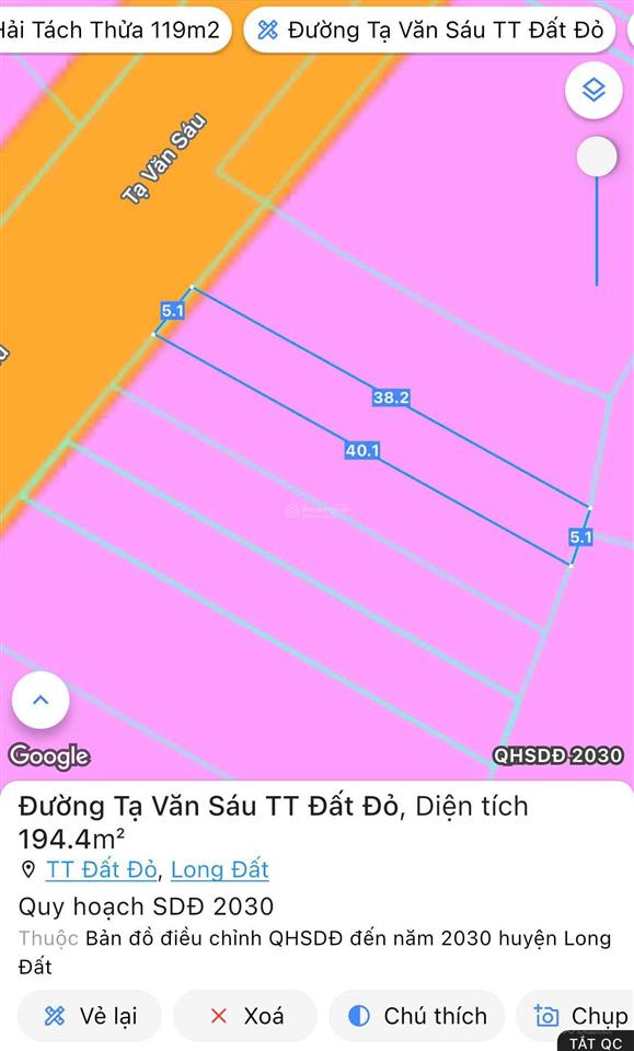 Mặt tiền kinh doanh đường tạ văn sáu (đường quy hoạch số 2)  trung tâm đất đỏ  tp hcm