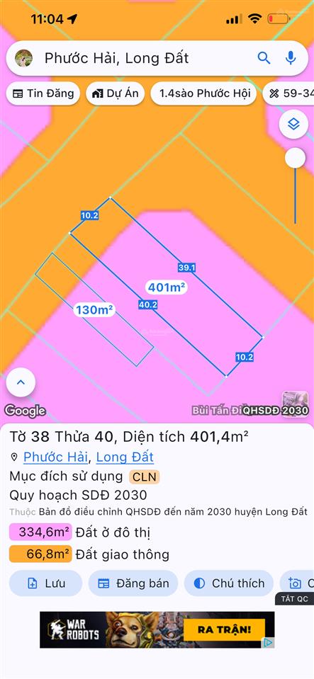 Còn duy nhất lô trục chính uỷ ban thị trấn phước hải  cách tỉnh lộ 44b chỉ 150m, đi biển phước hải