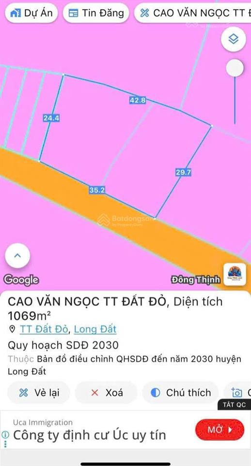Hàng hiếm 1069m² mặt tiền cao văn ngọc  ngay trung tâm thị trấn đất đỏ  brvt