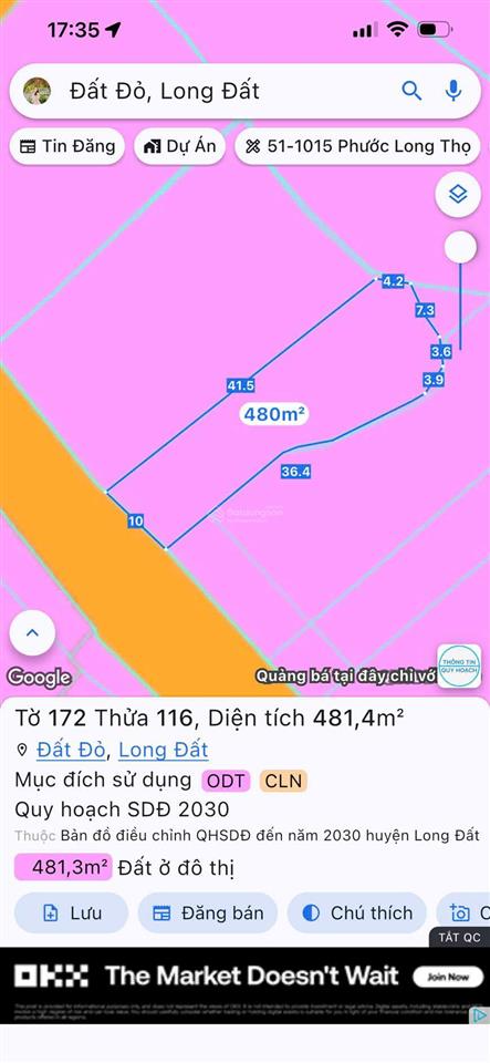 Chỉ với 2 tỷ 3 có ngay lô đất 481m2 mặt tiền lê thánh tông  xã đất đỏ  tphcm