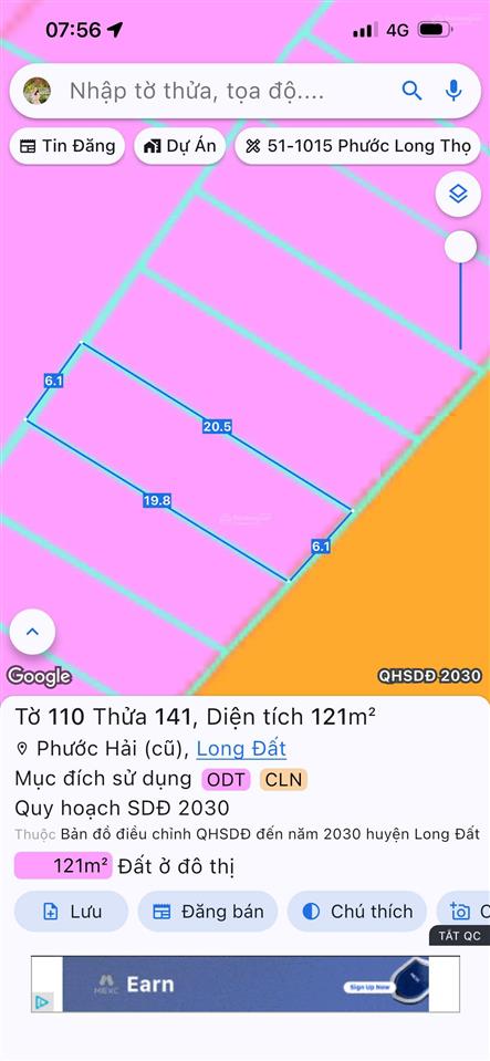 Mặt tiền kinh doanh gần biển siêu đẹp  đường nguyễn văn linh  thị trấn phước hải  brvt