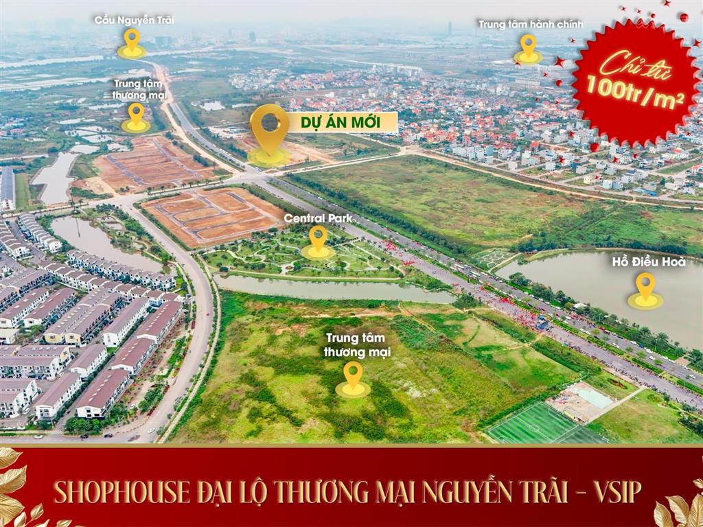 Shophouse đại lộ nguyễn trãi vsip 96m2 giá 9,45 tỷ  xây 4 tầng, đường 56m, vỉa hè 20m