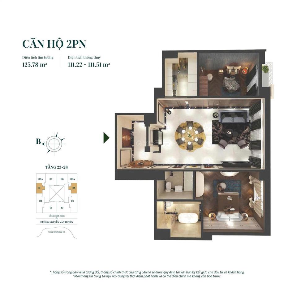 Suất ngoại giao. chính chủ bán căn 2 ngủ tầng cao tòa vip hà nội signature s 111,36m2