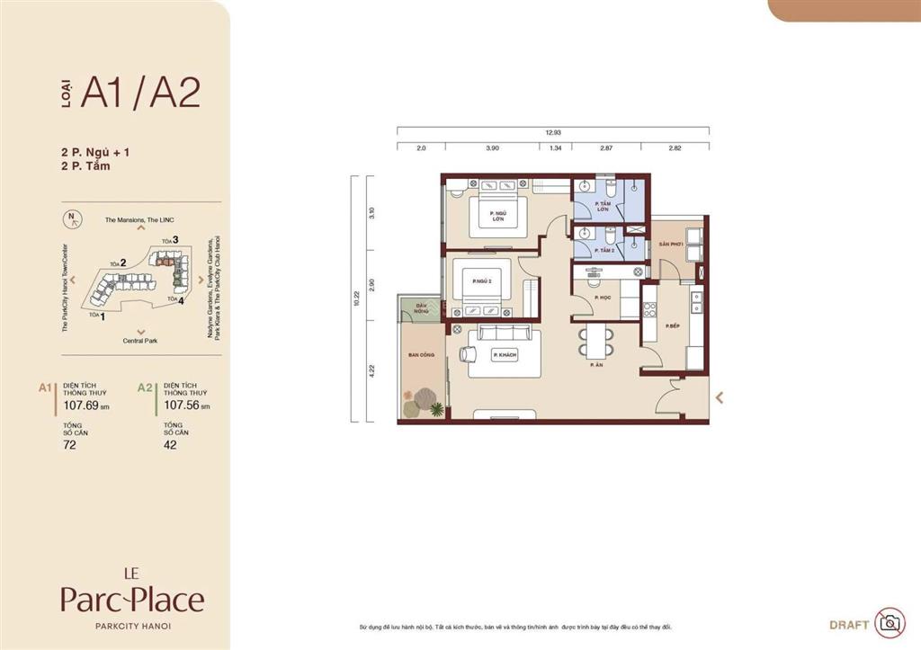 Chỉ đóng 25% sở hữu căn hộ parkcity hà nội kèm chỗ đỗ ô tô riêng định danh. s108m2 2 ngủ. 2wc