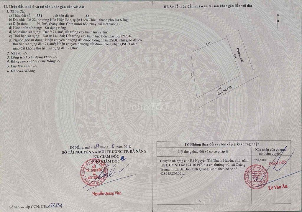 Chính chủ cần bán lô 2 mặt kiệt Nguyễn Văn Cừ