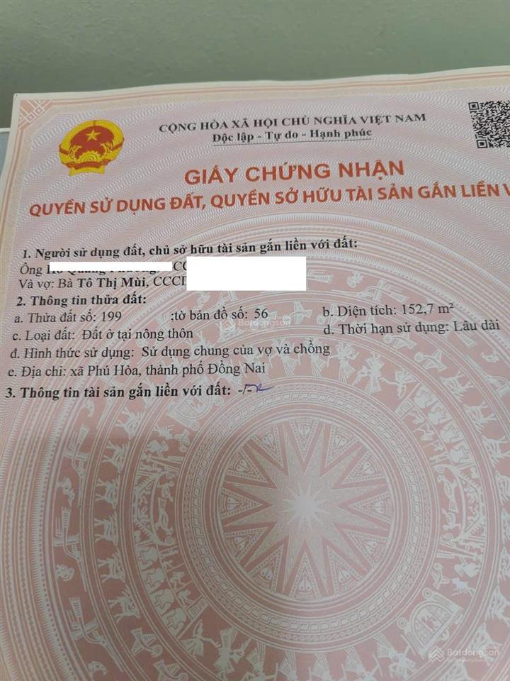 Bán đất nền chính chủ thổ cư 100% số 37 phố 3, ấp 1, xã phú hòa, thành phố đồng nai