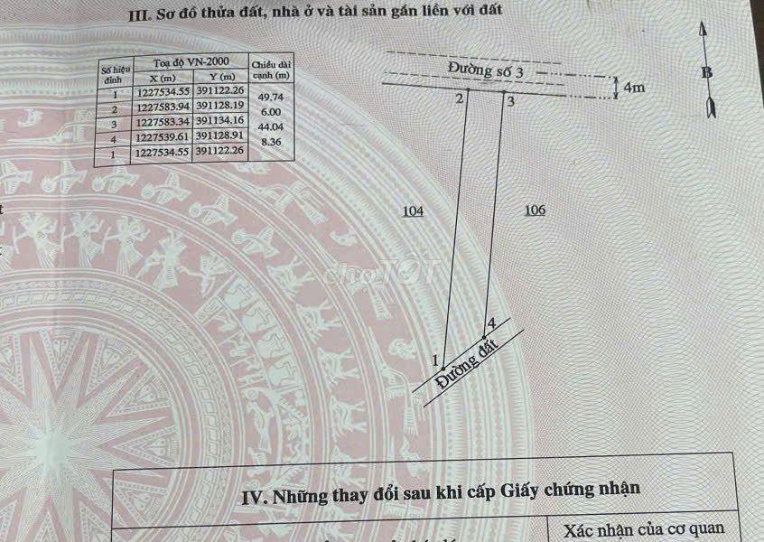 Bán đất Bình Thuận, 281,4 m2 sẵn 100 m2 thổ cư, Sổ sẵn