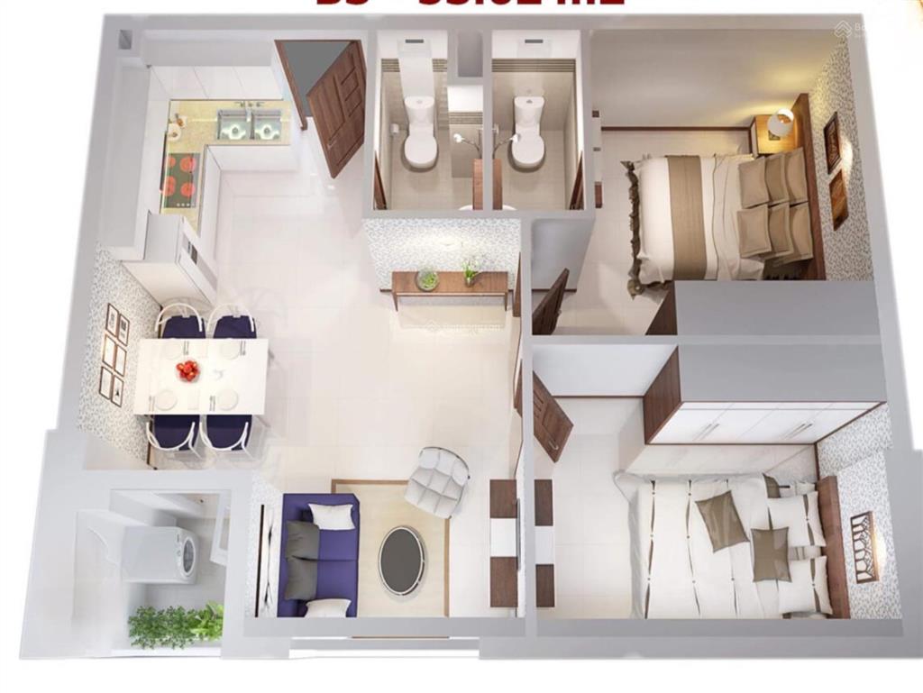 Bán căn hộ idico tân phú  ngay đầm sen. dt 62m2/2pn + 2wc, giá 3 tỷ, sổ hồng riêng