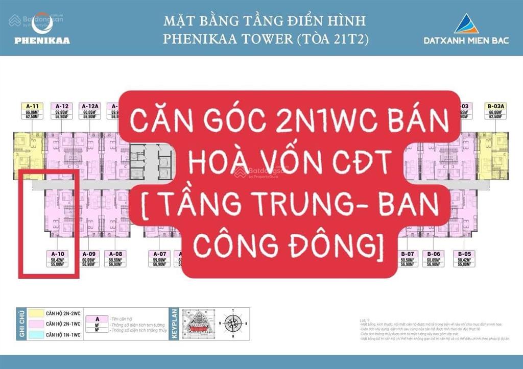 Căn góc 2n1wc  tầng trung  ban công đông