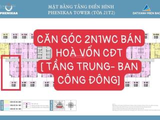 Căn góc 2n1wc  tầng trung  ban công đông