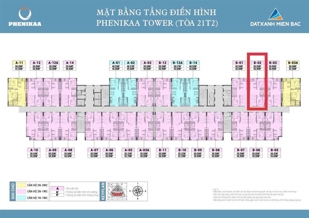 Bán nhanh căn 2n1wc chung cư phenikaa2  tầng trung  giá 2ty550
