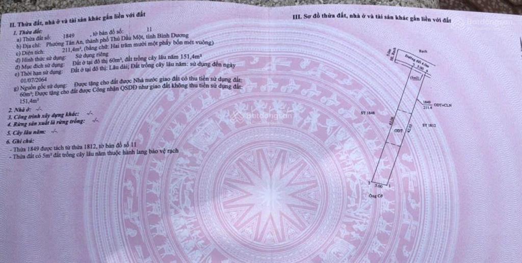Bán 2 lô đất phường tân an, tp thủ dầu một, mặt tiền sông nhánh dx 122 đường oto, giá rẻ đầu tư