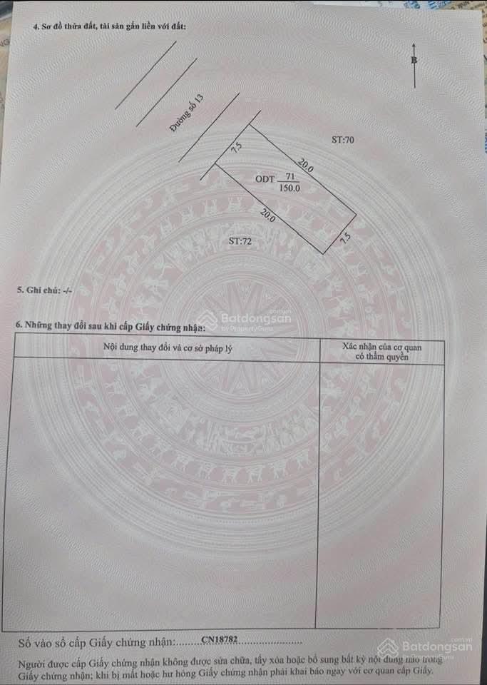 Bán lô đất đường số 13 khu tái định cư định hòa, nằm cách võ văn kiệt vào chỉ 50m, vị trí đẹp