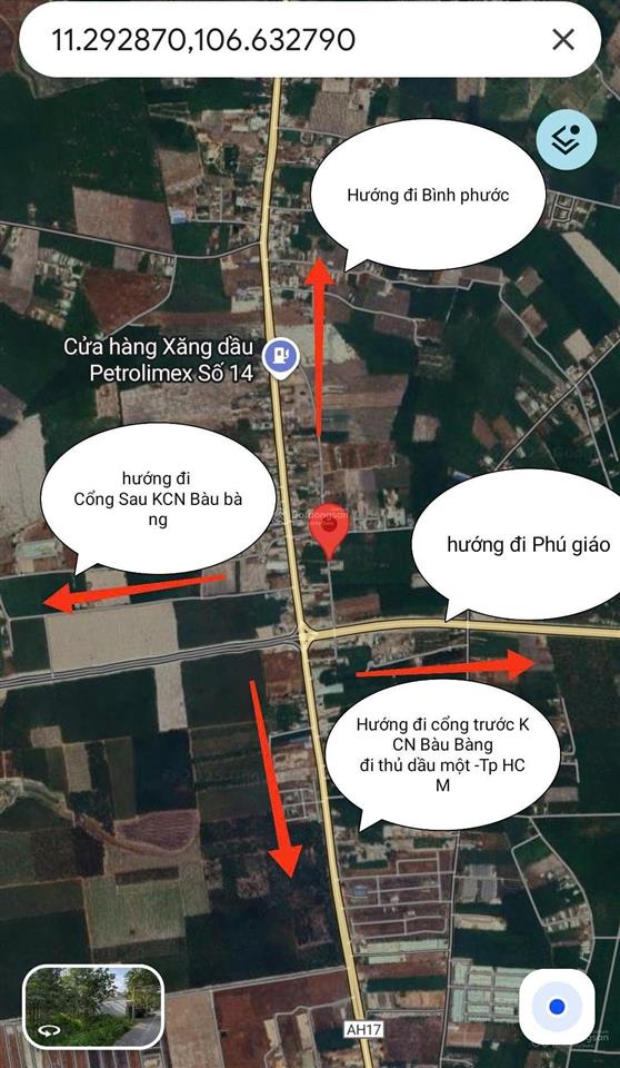 Bán 1,6ha đất lai uyên, bàu bàng nằm sát quốc lộ 13 đường nhựa 10m thông ra tạo lực bắc tân uyênbb