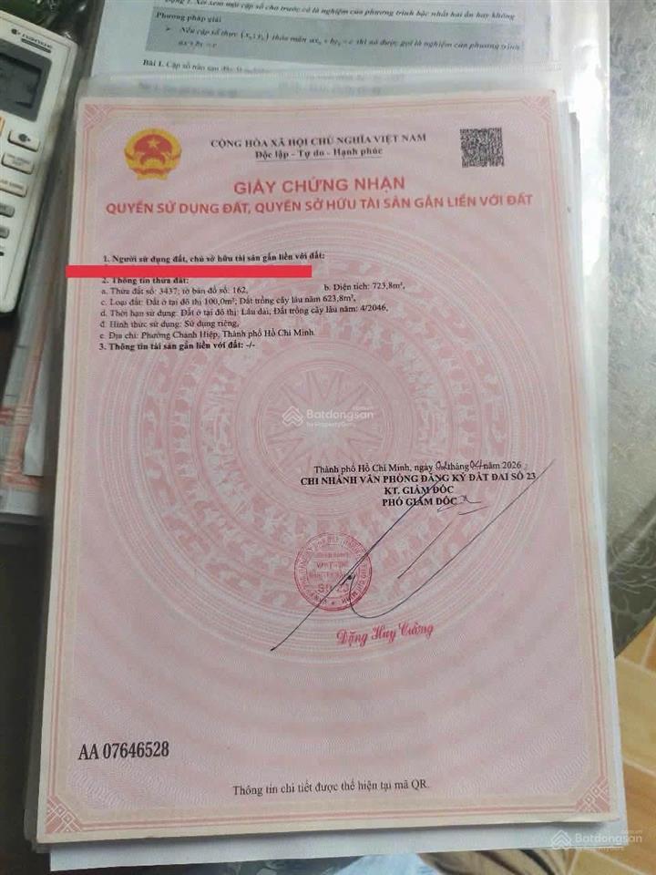 Đất mặt tiền đường bùi ngọc thu ngay cạnh ủy ban phường tương bình hiệp vị trí kinh doanh buôn bán