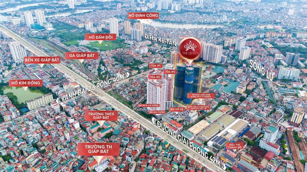Chỉ 9xtr/m2 bán nhanh căn hộ dự án the queen cách bv bạch mai 5p di chuyển  0965 826 ***