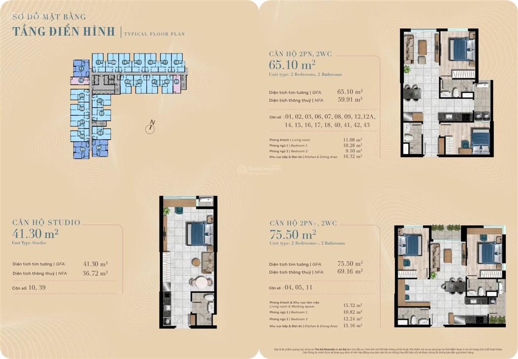 Bán 65m2 the gió giá all in bao thuế phí 2.9 tỷ 2pn 2wc