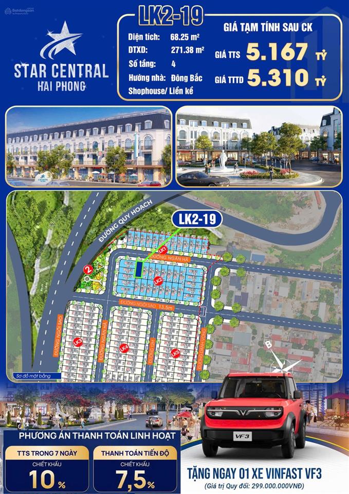 Căn liền kề 68,2m2 ngang 5m giá 5,1 tỷ tuyến 2 đường bùi viện  ngay cạnh aeon mall