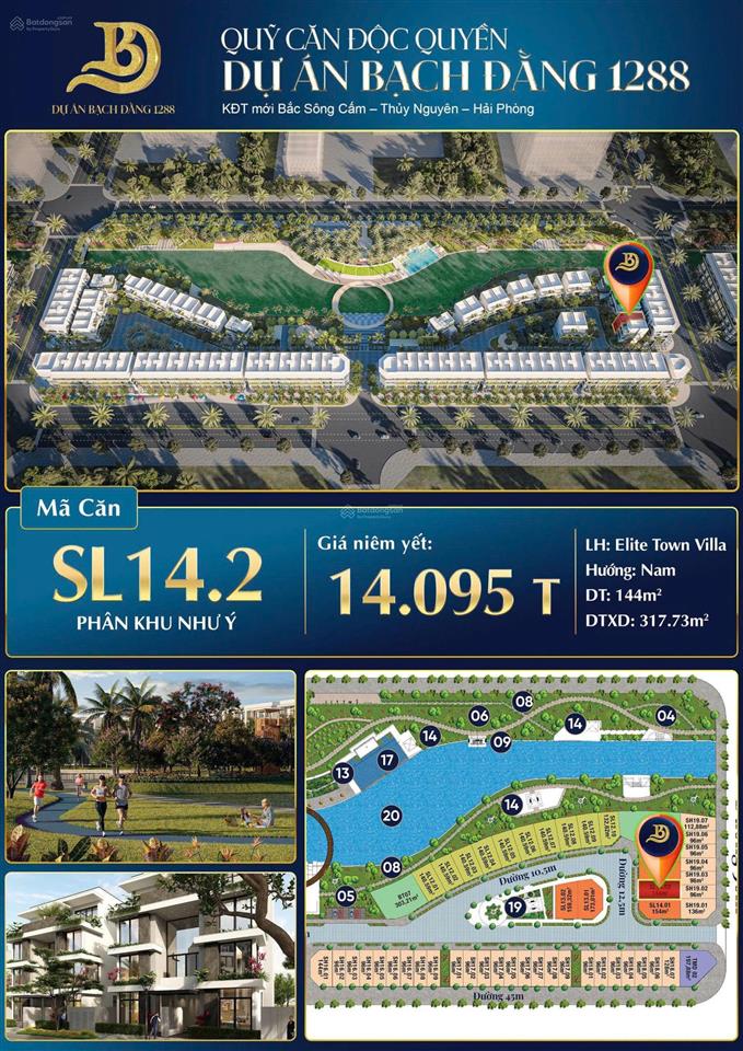 Biệt thự song lập 14 tỷ dự án 1288 bạch đăng đối diện trung tâm hành chính mới hải phòng.