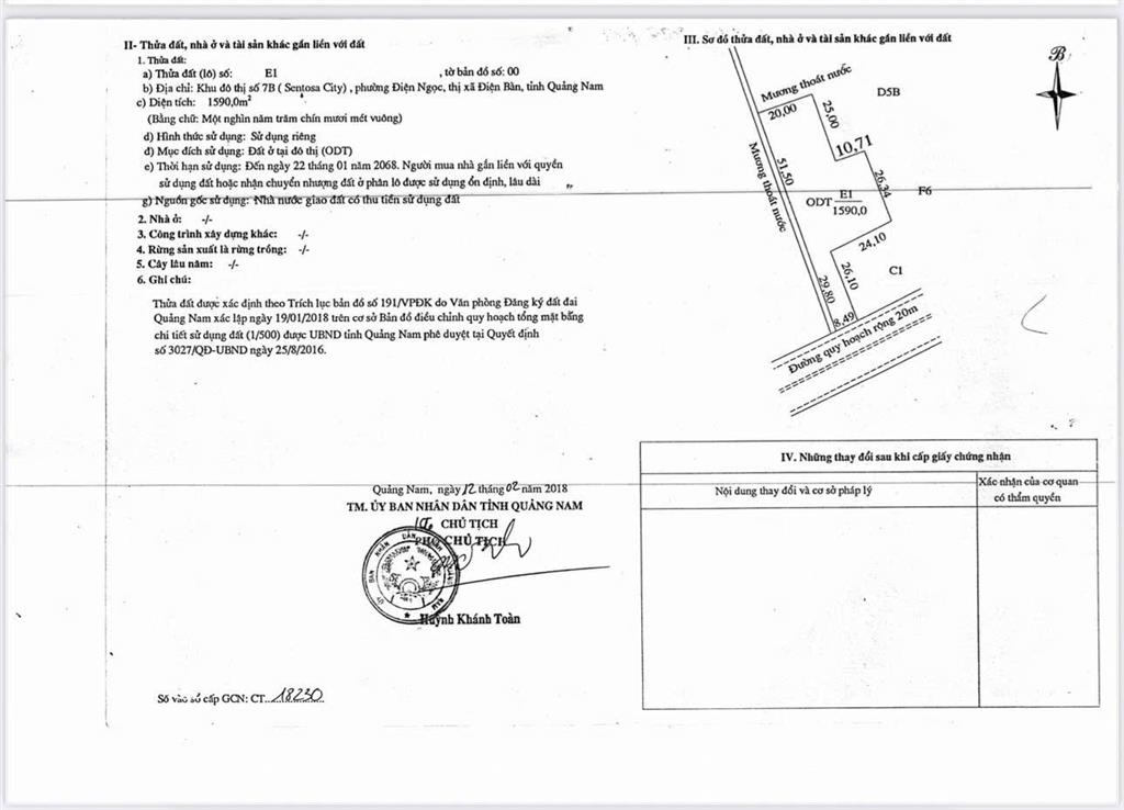 Chính chủ cần bán lô đất khu đô thị 7b (sentosa) điện ngọc giá siêu đầu tư.  0905 900 *** nhi