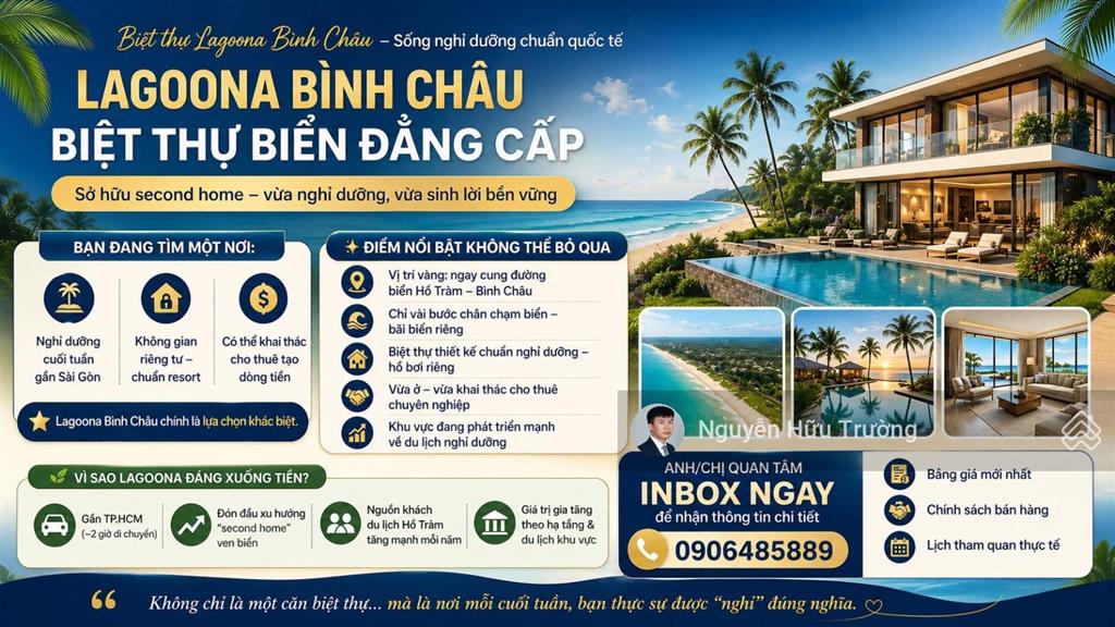 Di sản truyền đời lagoona bình châu. hãy trở thành chủ nhân của căn biệt thự song lập giá tốt nhất