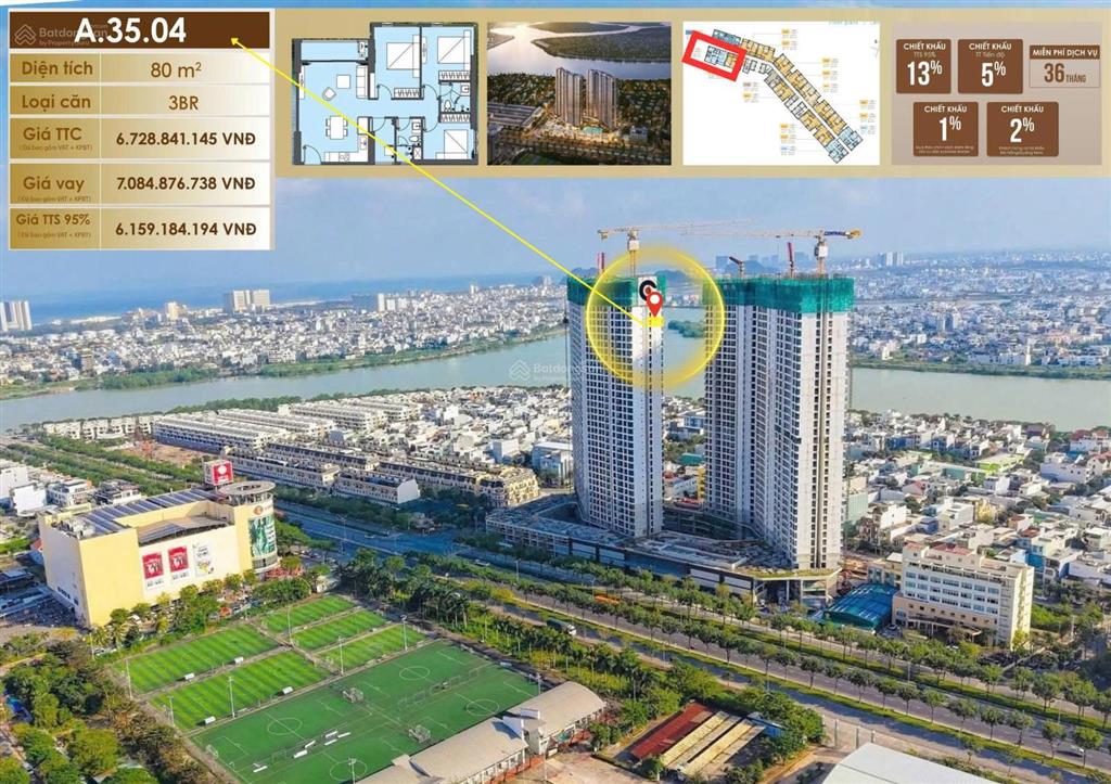 Độc quyền căn 3pn view trực diện sông dt80m2  hàng trực tiếp từ cdt  sẵn sàng bàn giao t10/2026