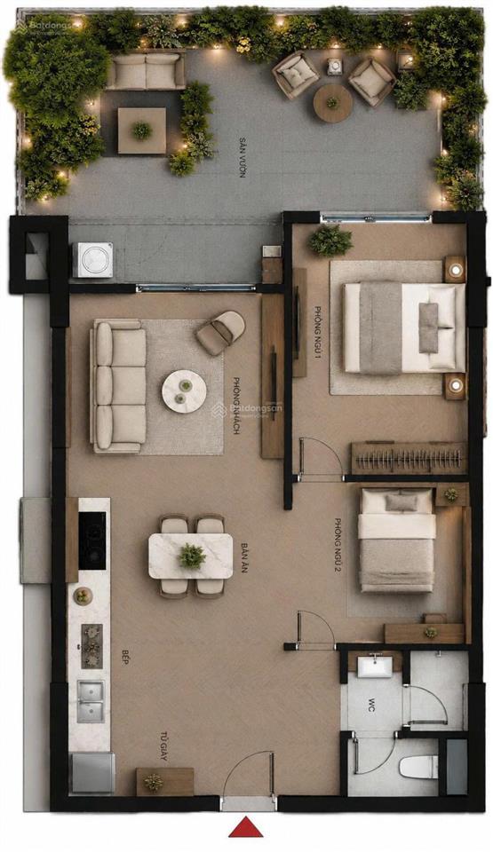 Căn hộ sân vườn tầng 7, full nội thất, giá chỉ 2,4 tỷ