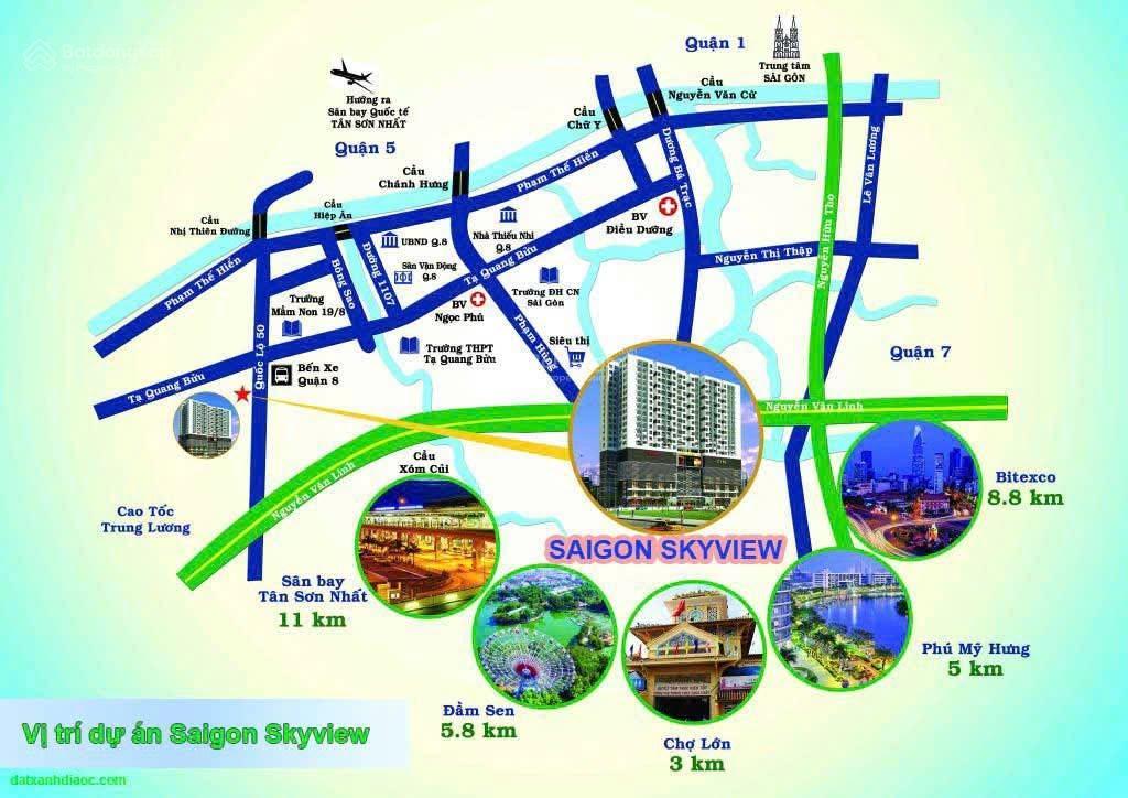 Bán suất mua căn hộ saigon skyview q8, căn 70m2 giá 4,35 tỷ.  0768 713 ***