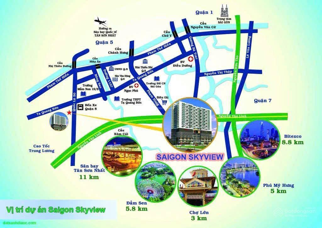 Bán căn 2pn cc saigon skyview q8, dt 70m2 giá 4,450 tỷ, ngân hàng hỗ trợ 70%