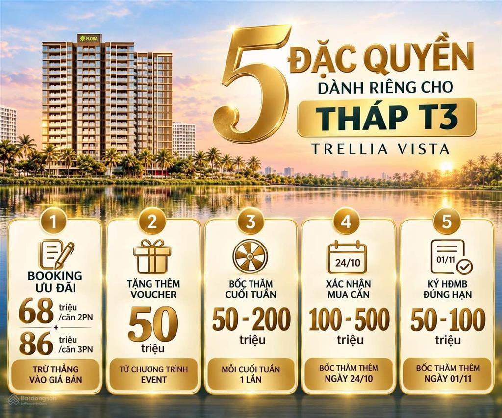 Mở bán căn hộ cao cấp ven sông trellia cove,ký hdmb 10%, gía từ 3,990 tỷ. thanh toán nhẹ 2%/2 thang