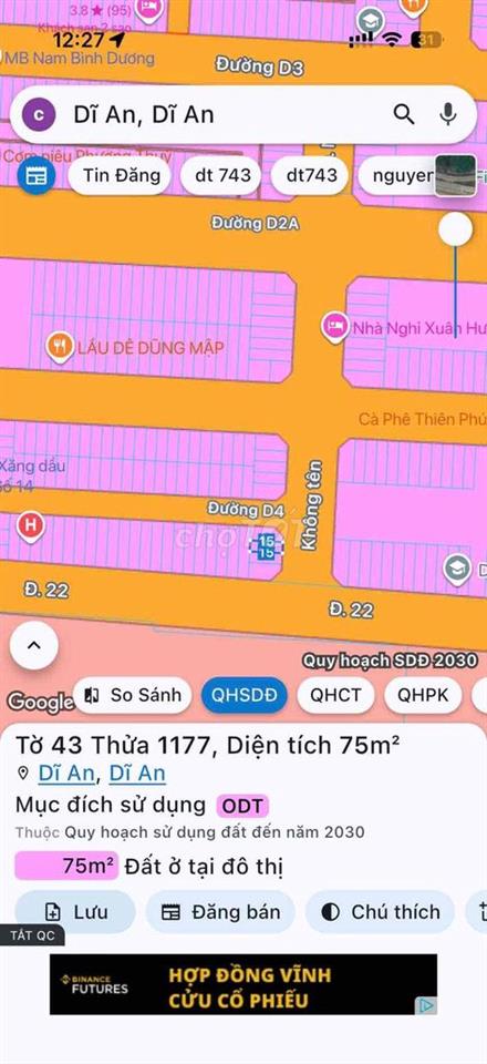 full thổ cư 75m mặt tiền đường chính khu dân cư rẻ hơn 30% trục đường