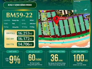 Siêu hời bm5922 song lập vịnh bình minh giá chỉ từ 14,7 tỷ