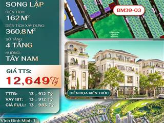 Duy nhất song lập bm3903 vị trí đẹp sát công viên, giá tốt nhất khu vực vinh thiên đường