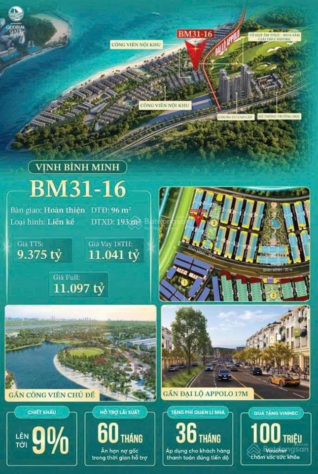Đầu tư thảnh thơi siêu phẩm liền kề bm3116 vịnh bình minh (vinhomes global gate hạ long)