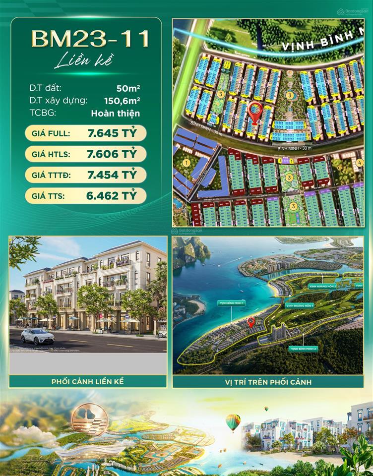 Bm2311 liền kề hoàn thiện tại vinh bình minh | giá chỉ từ 6.462 tỷ