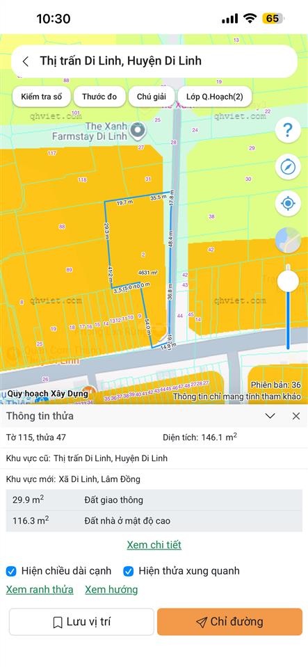 Bán đất quy hoạch thổ cư thích hợp phân lô, nhà vườn