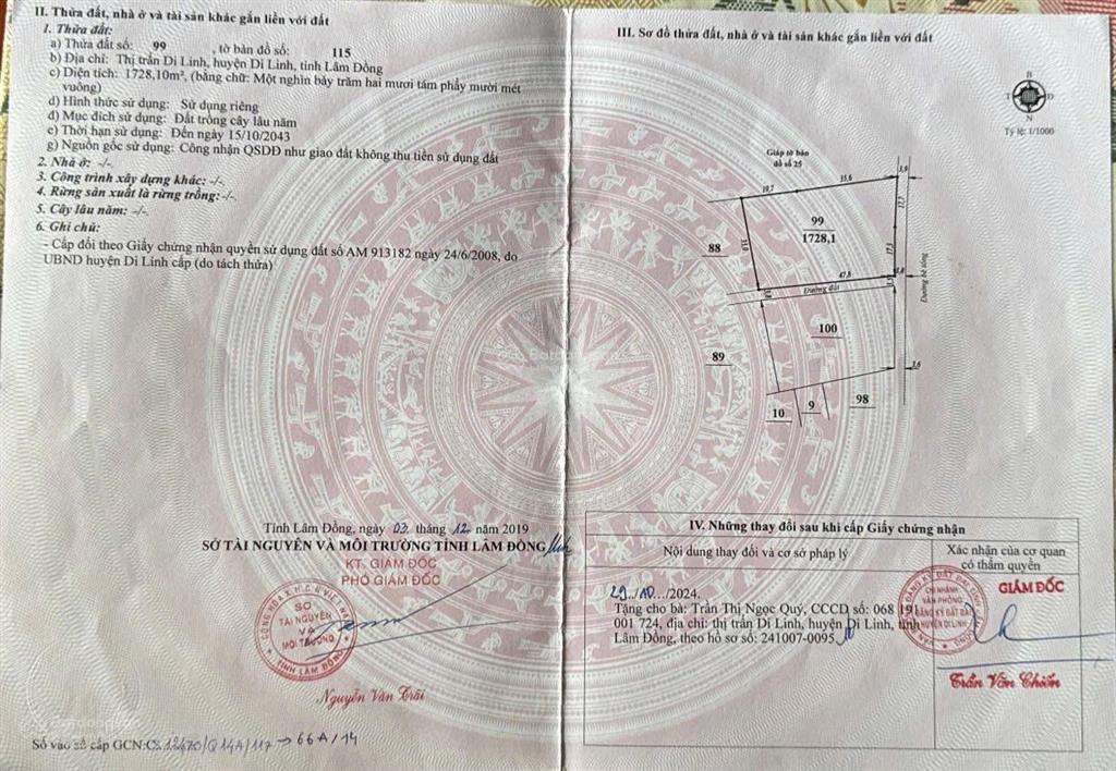 Bán đất quy hoạch thổ cư thích hợp phân lô, nhà vườn