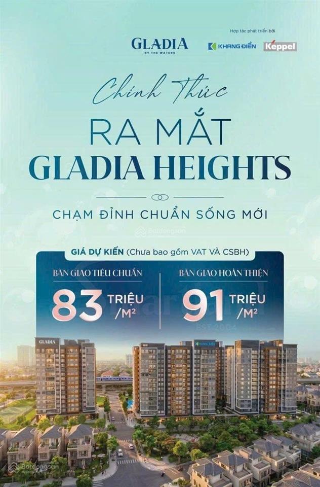 Mở bán đợt 1 gladia heights chiết khấu 14%. thanh toán 10% đến khi nhận nhà. mua trực tiếp cđt