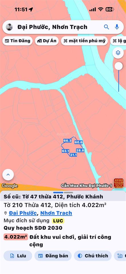Chính chủ gửi bán đất nông nghiệp xã phước khánh cũ giá cục tốt chỉ hơn 1tr/m2 một xíu