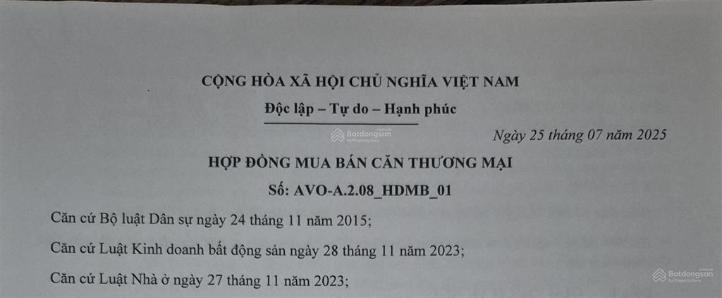 Chỉ 1,52 tỷ  full nội thất cao cấp, tmdv, trần 3,8m, hđmb, tt 6t6/tháng đến khi nhận nhà 2027