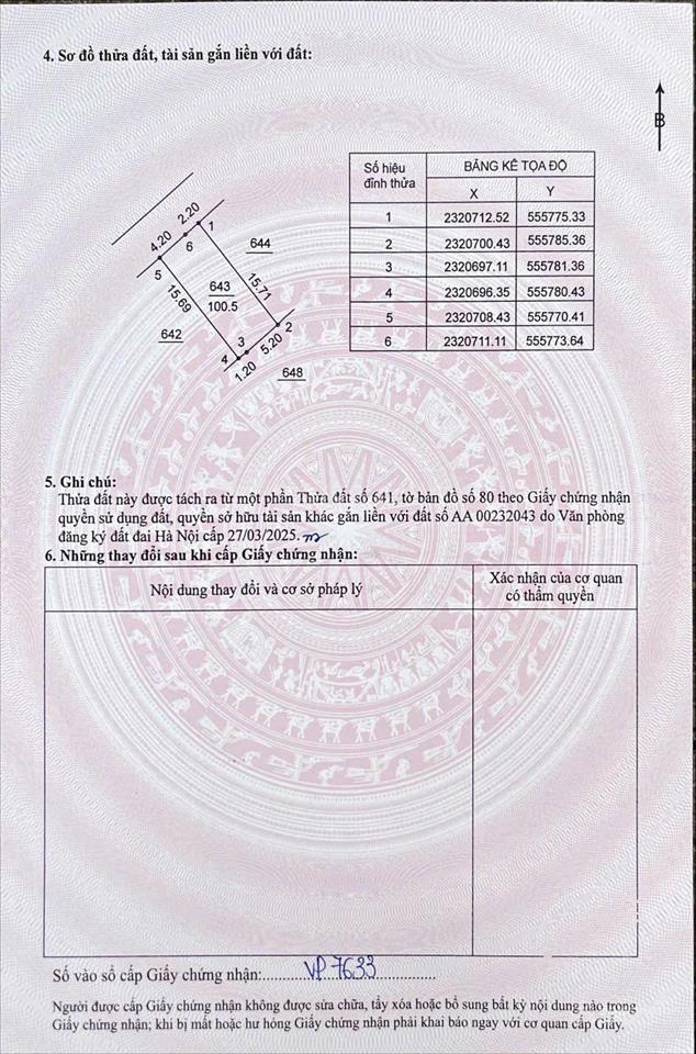 Chính chủ cần bán 100m2 đất full thổ cư, mặt tiền 6,40m ngay trung tâm phú cát city, tn sinh lời x2
