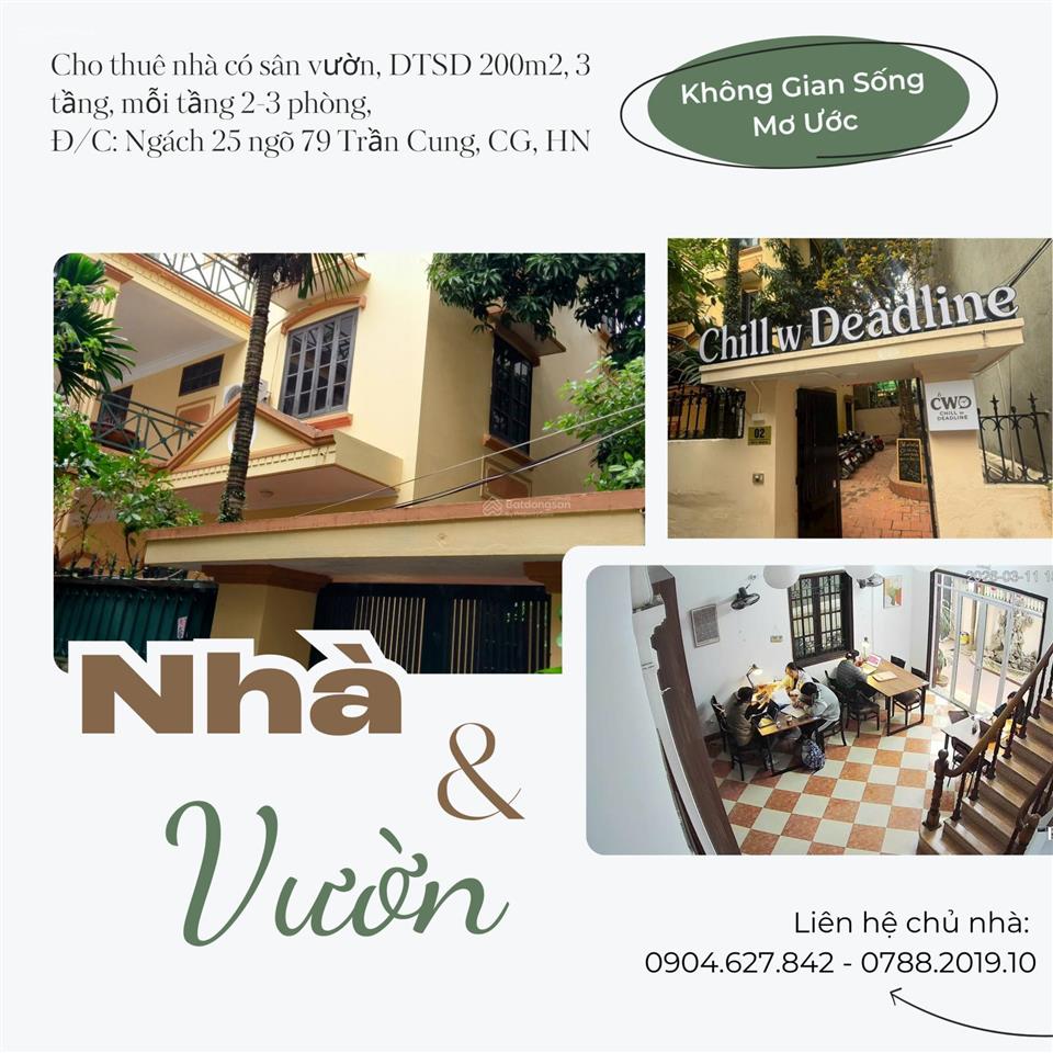 Hot! cho thuê nhà nguyên căn sân vườn rộng rãi tại ngõ 79 trần cung, giá rẻ giật mình