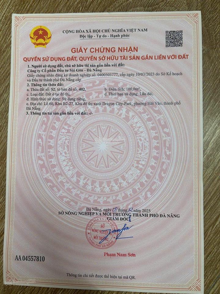 Chào bán lô đường 7,5m kẹp công viên chỉ 3.25 tỷ  0911 190 ***