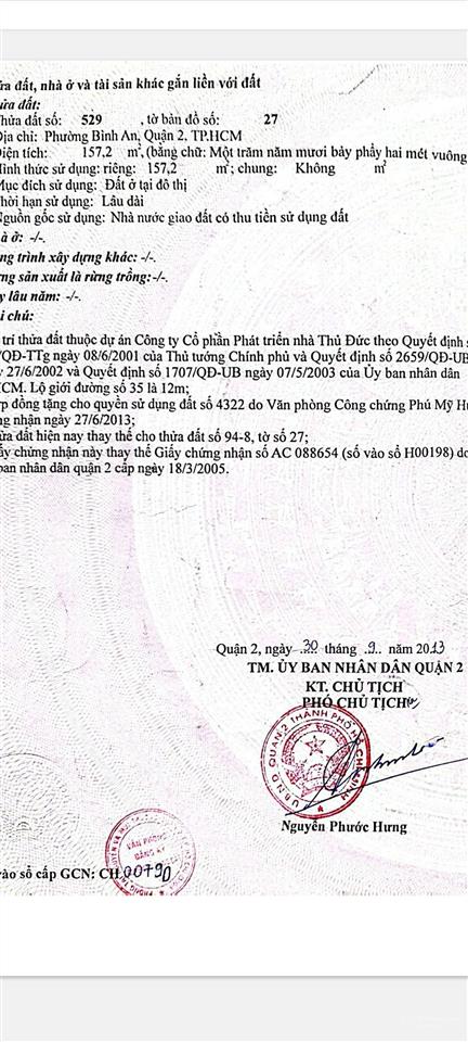 Bán đất mặt tiền đường 35 phường an khánh, tp. hcm. 165m2 giá 52tỷ800